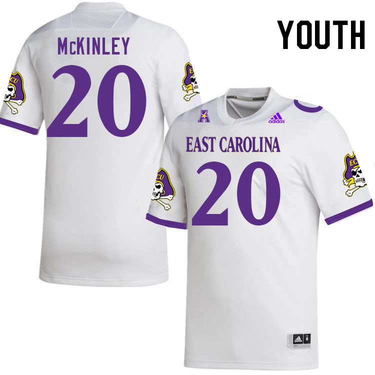 Youth #20 Kamaurri McKinley ECU Pirates College Football Jerseys Stitched-White